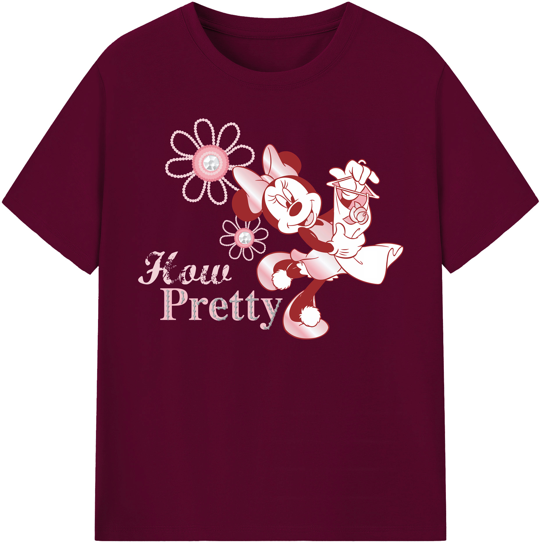 （画像用） ミッキーマウス Mickey Mouse レディースカジュアルプリントTシャツ（綿100％）